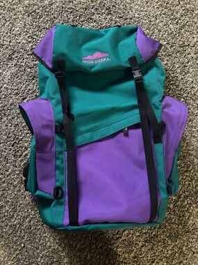 Vintage Teal and Purple Padded Hiking Backpack